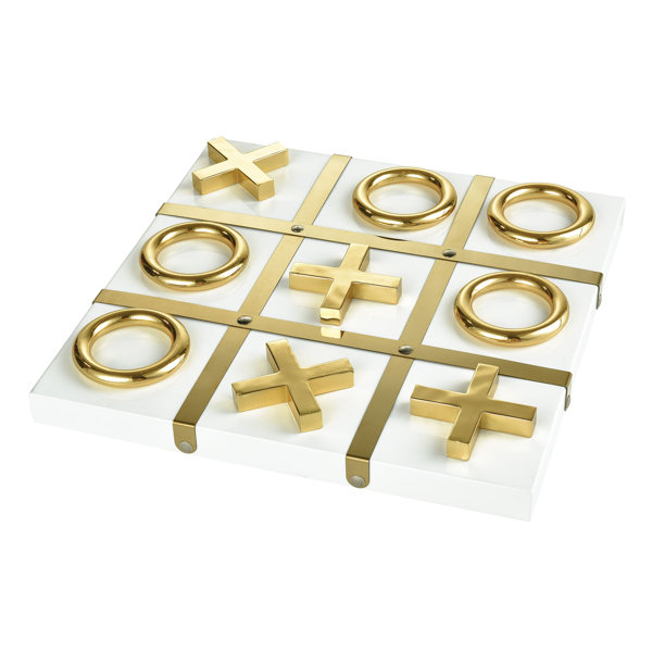 Dacian Gold Metal and Wood Tic Tac Toe Letter Blocks